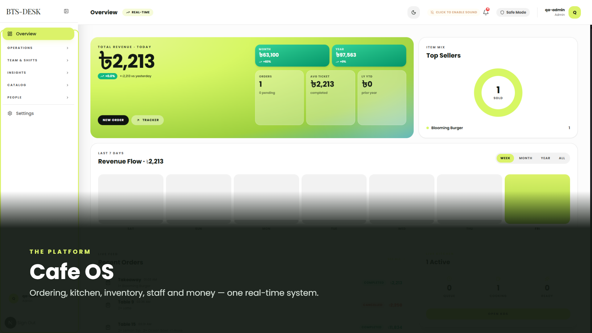 Cafe OS app screen